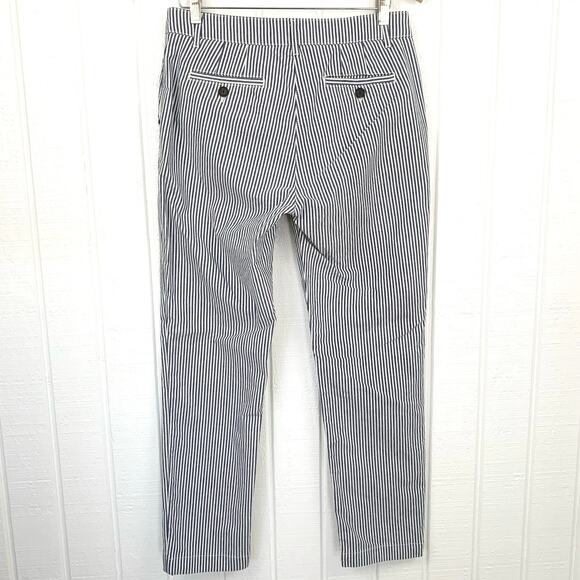 Boden Women Pant Denim Jeans Nautical Railroad Stripe Blue Coastal Preppy Size 8 - Picture 4 of 8